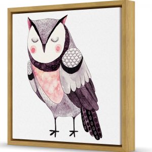 Decor Blush Owl Thin Floating Frame Canvas Print
