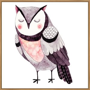Decor Blush Owl Thin Floating Frame Canvas Print