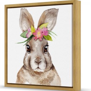 For Kids Martha Flower Rabbit Thin Floating Frame Canvas Print
